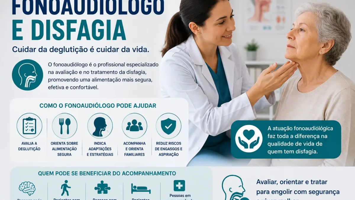 Fonoaudiólogo avaliando pessoa com disfagia e dificuldade para engolir