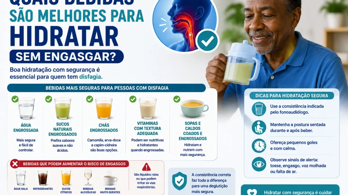 Bebidas para hidratação com atenção a disfagia e risco de engasgo